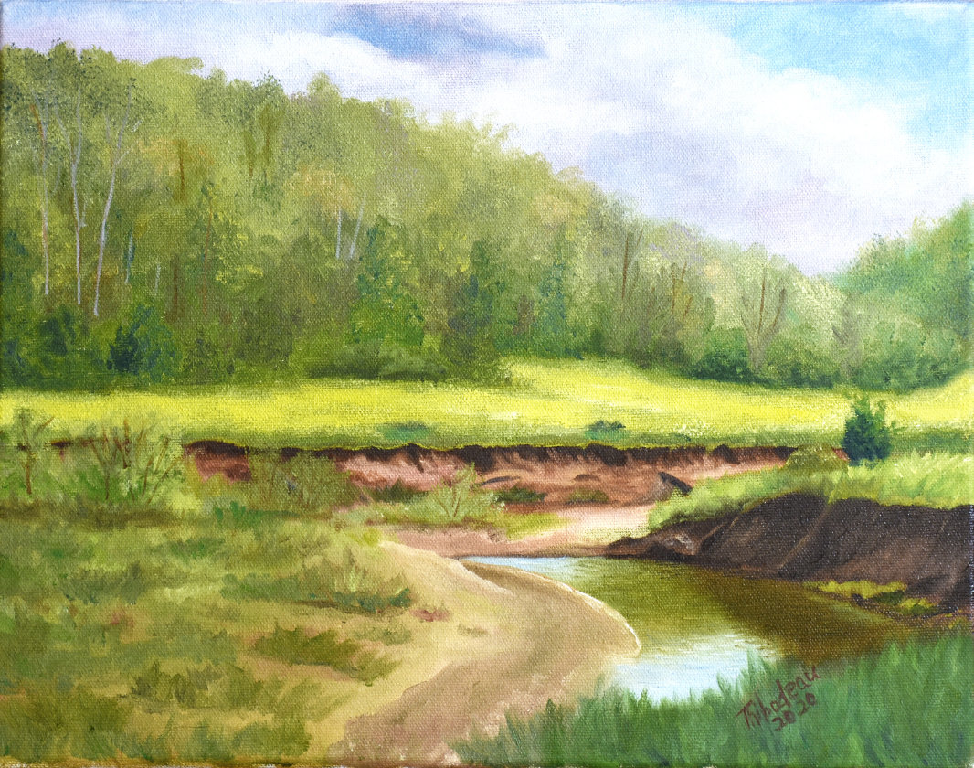 Wake Forest landscape painting in oils