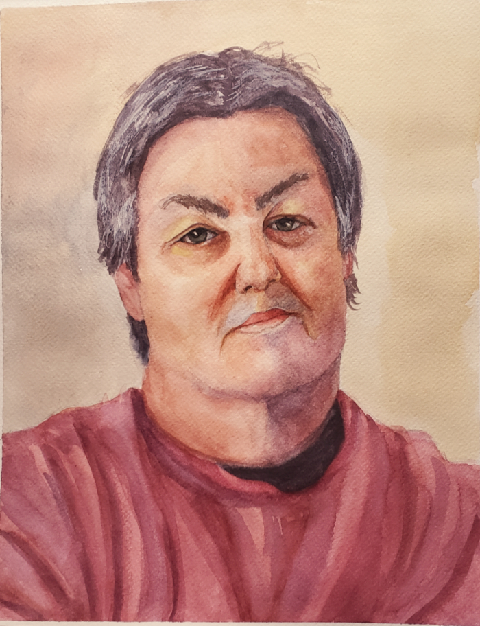 Wake Forest watercolor self portrait painting